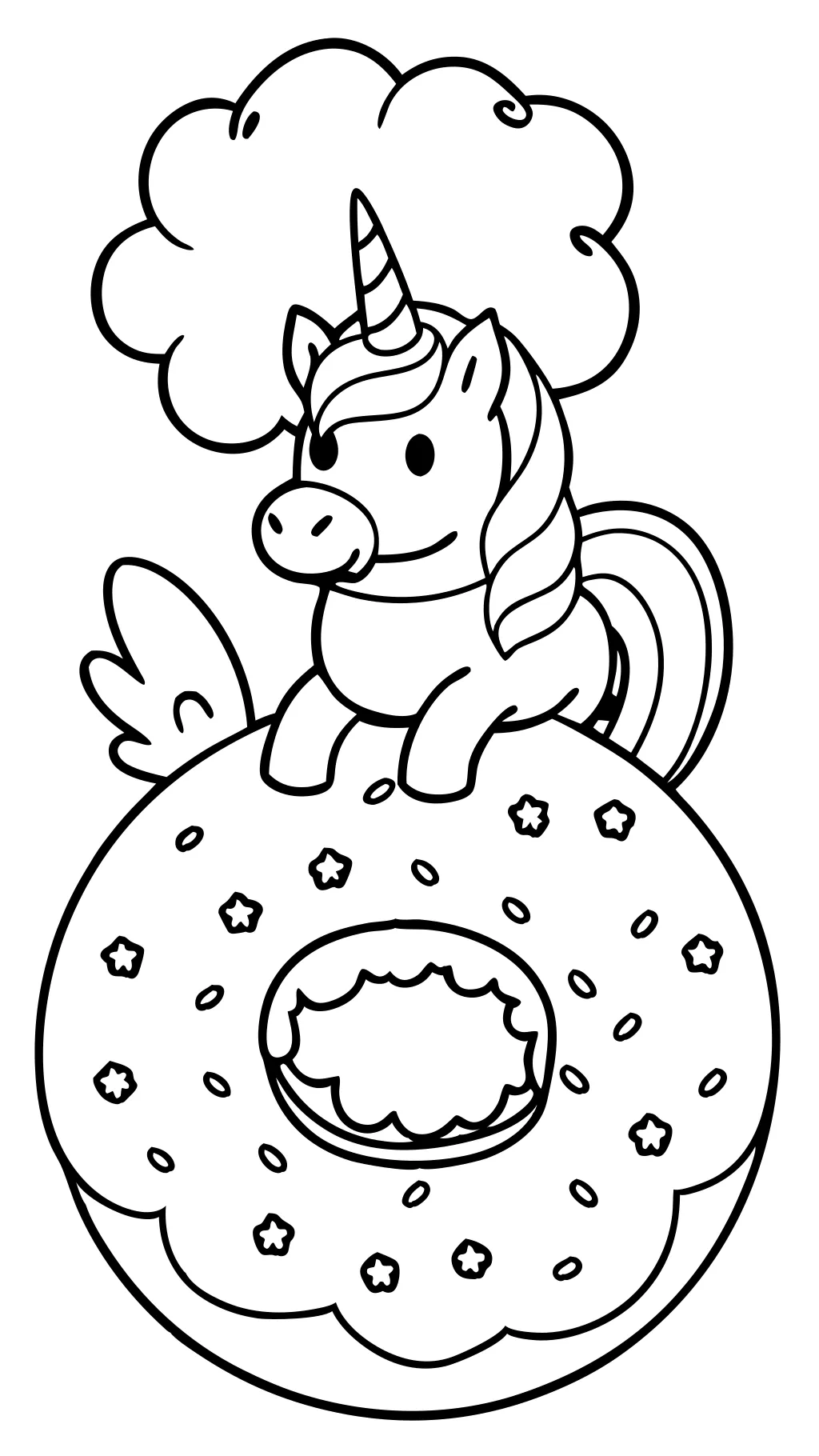 coloriage de beignet à licorne